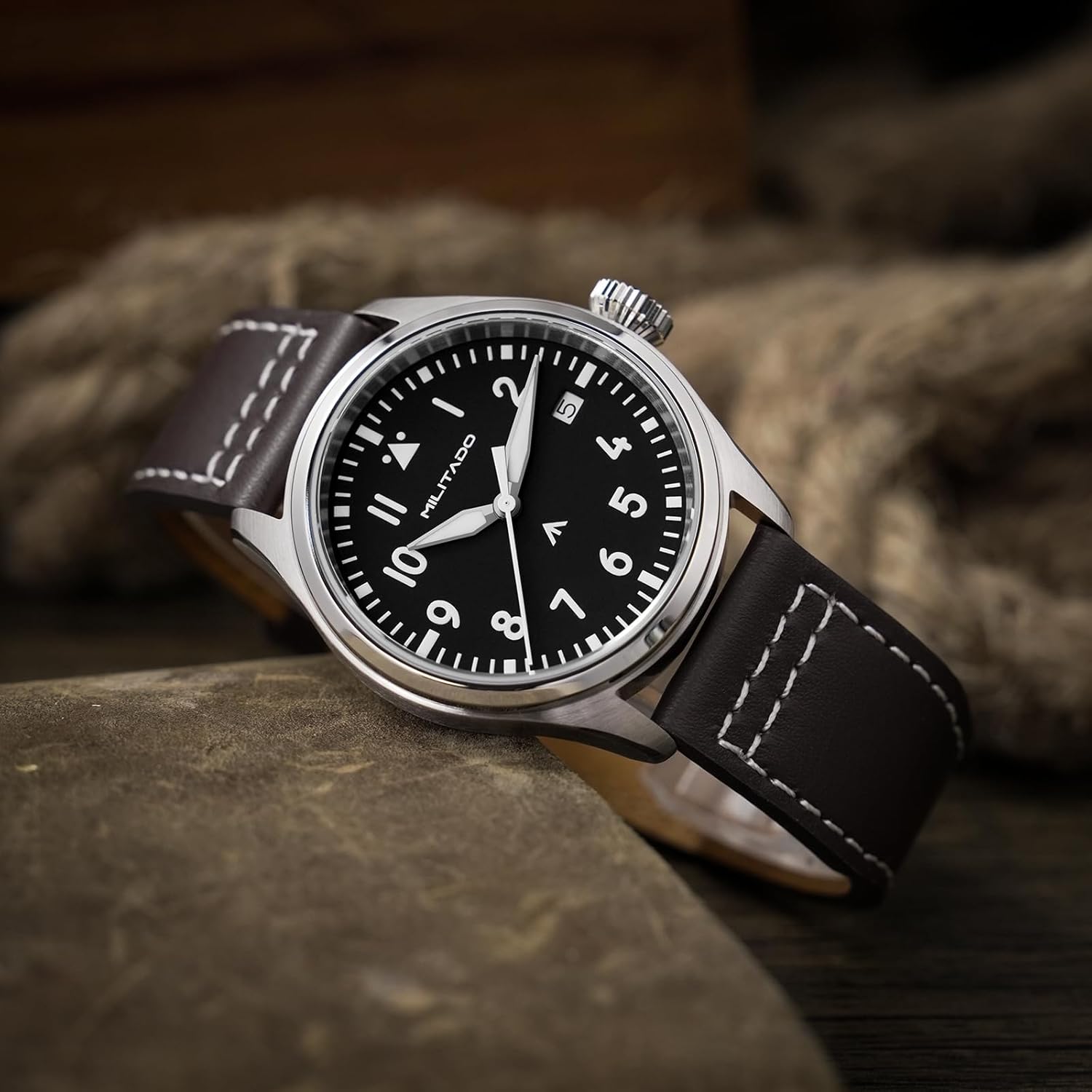 TACTICAL FROG MILITADO ML21 37mm Aviation-Inspired Field Watch, VH31 Sweep/515 Quartz Movement, Sapphire Crystal, BGW9 Lume, 100M Waterproof Men's Casual Dress Watch