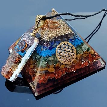 Chakra Pyramid - Seven Chakra Pyramid - Orgonite Pyramid for Energy Healing - Orgonite Kit - Protection with Seven Chakra Orgonite Necklace
