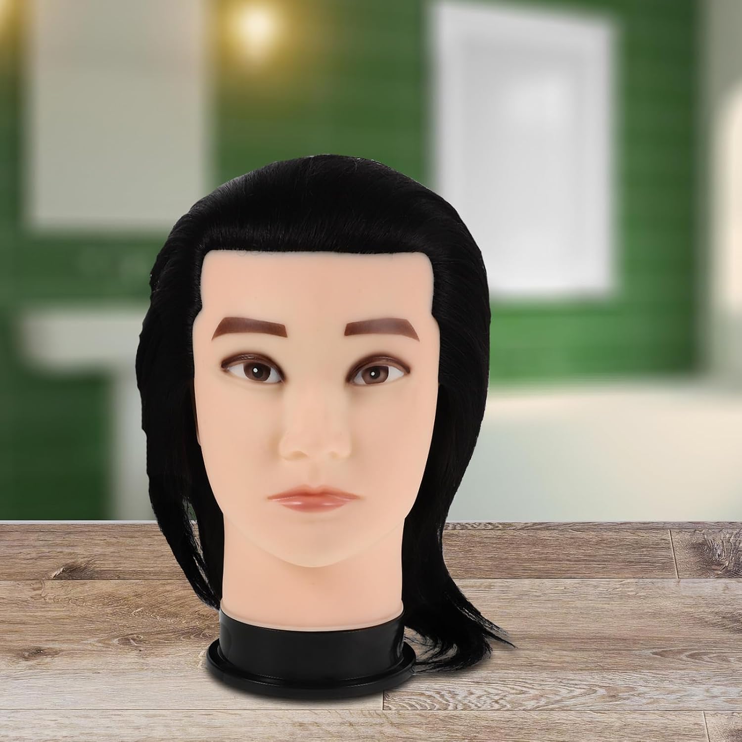 Male Mannequin Head Human Hair Cosmetology Doll for Barber Practice | Black High-temperature Fibre, Simple Maintenance and Hygienic Use, Suited to Salon Training and Mobile Cosmetology Classes