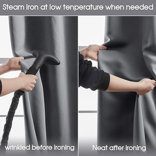 Miniatura 6 de Rutterllow - Cortinas 100% opacas, 2 paneles, aislamiento térmico, doble capa con forro negro para cocina, ojales superiores (42 x 63 pulgadas, gris