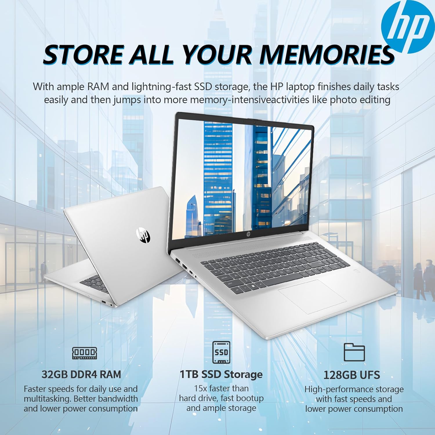 HP 17 Inch Touchscreen Laptop Computer, 17.3 HD+ Touch Screen, Intel Core i3 (8-Cores), 32GB RAM 1TB SSD+128GB UFS, Windows 11 Pro Lifetime Office, Number Pad UBS-C