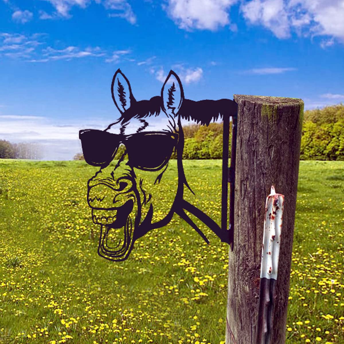 Peeping Animal Metal Art - Farm Peeping Cow Metal Art Garden Decor Outdoor Farm Backyard Patio Lawn Garden Fence Decoration (#8 Glasses Horse)