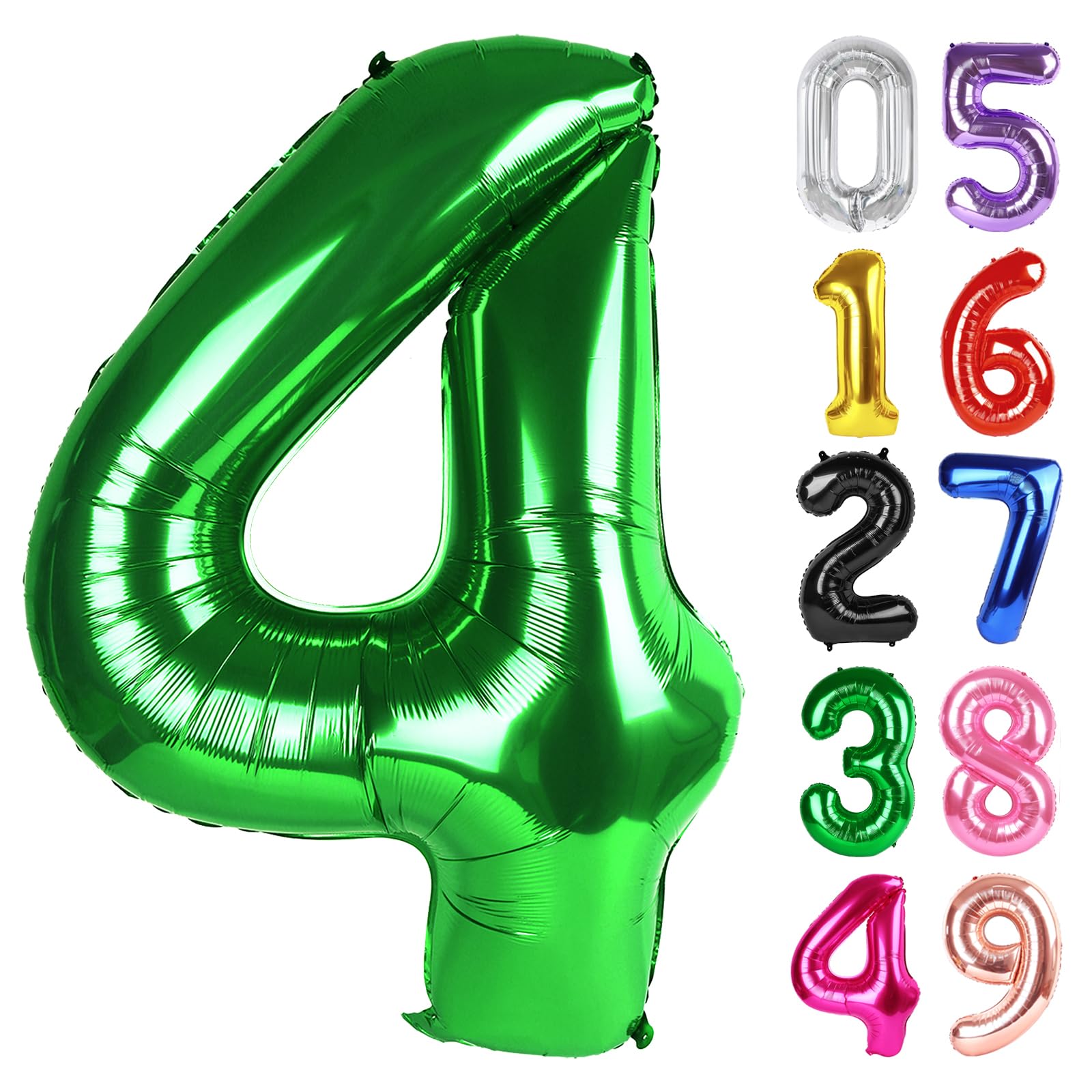 Green Number 4 Balloon 40 Inch, 4th Birthday Party Decorations Men Women
