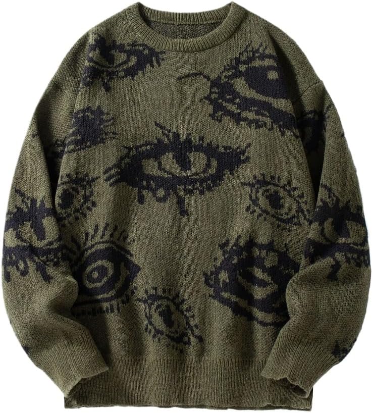 Women Men Sweater Long Sleeve Crewneck Y2K Graphic Casual Knitted Pullover Sweater