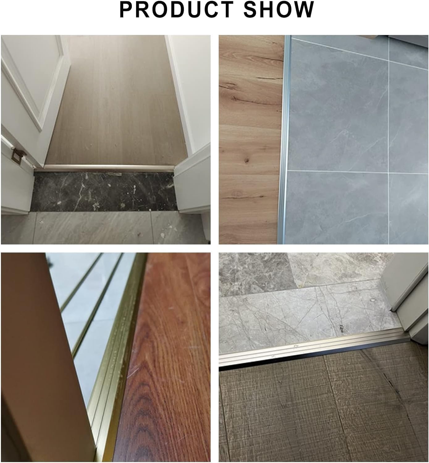 Transition Strips, Wood to Tile Transition Strips, Metal Edging Strips for Doorways, Reducing Threshold Gap Connections(Style4)
