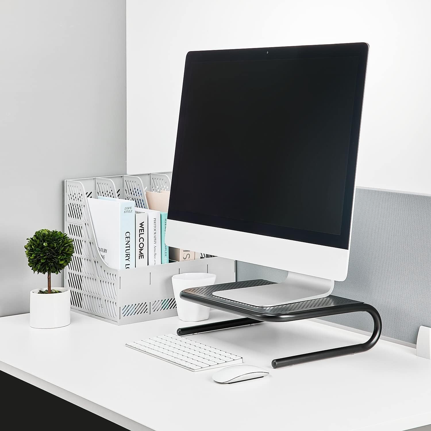 Staples Standard Steel Monitor Stand – Desktop Riser for Monitors, Laptops & Office Workstations, Black