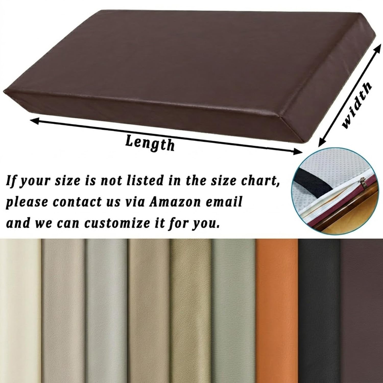 Coussin De Banc Imperméable en Cuir PU 5cm D'épaisseur Coussin D'assise Antidérapant avec Attaches pour Jardin Extérieur Intérieur Entrée Banquette(Orange,70x30cm)