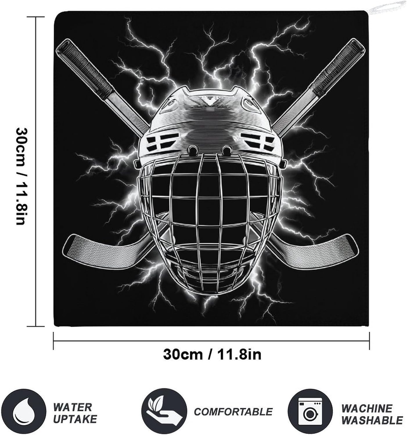 Thunder Ice Hockey Microfiber Hand Towels for Bathroom Soft Absorbent Bath Kitchen Towel with Hanging Loop 4PCS