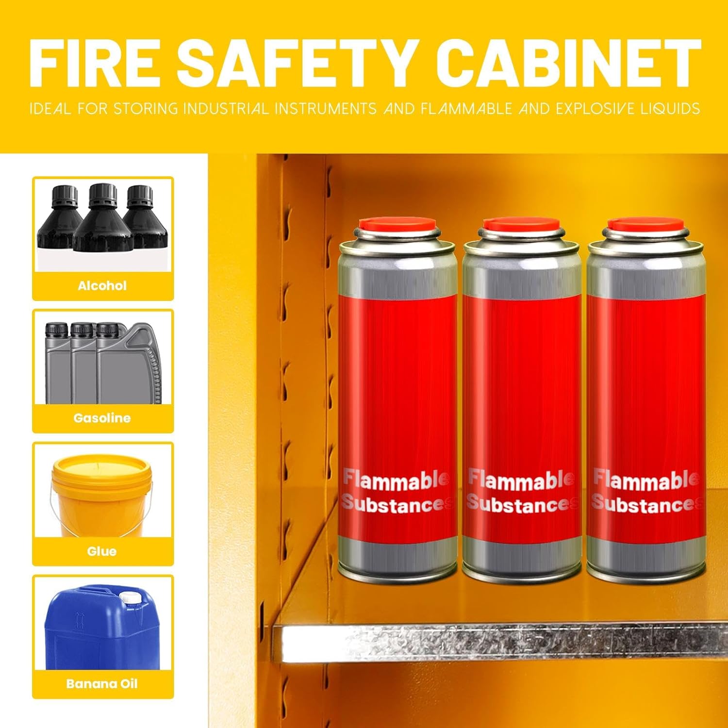 36 Gallon Flammable Safety Cabinet, 36" H x 22" Wx 25" D Galvanized Steel Fuel Hazardous Material Storage Cabinet, Chemcial Material Storage with Height Adjustable Shelf, for Industrial and Home Use