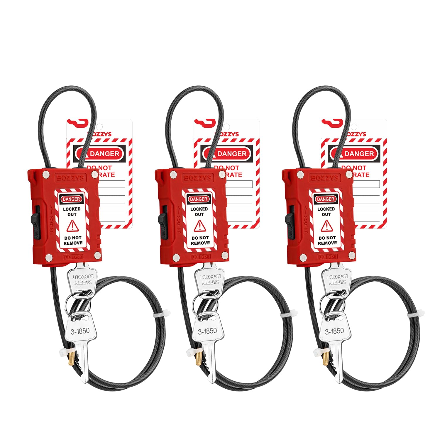 Cable Bicycle Locks Lockout Tagout Cable Locks (3 Pack) - Adjustable ...