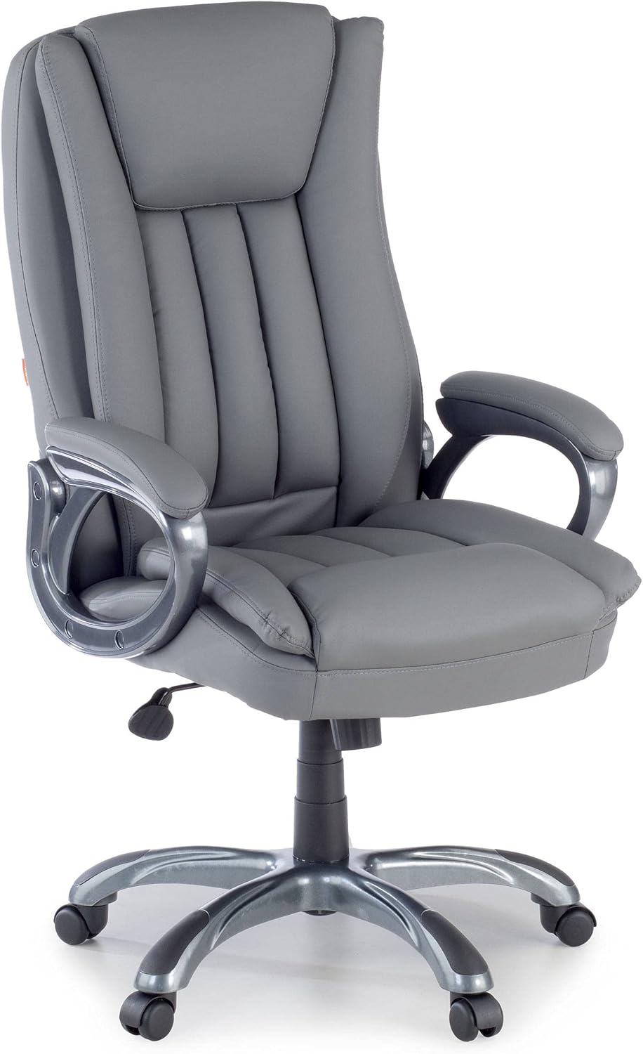 OFICHAIRS Sillón Darwin Polipiel Silla de Escritorio Sillón de Oficina Silla de Oficina Sillón Despacho simil Piel Respaldo Alto Brazos Fijos Color Gris