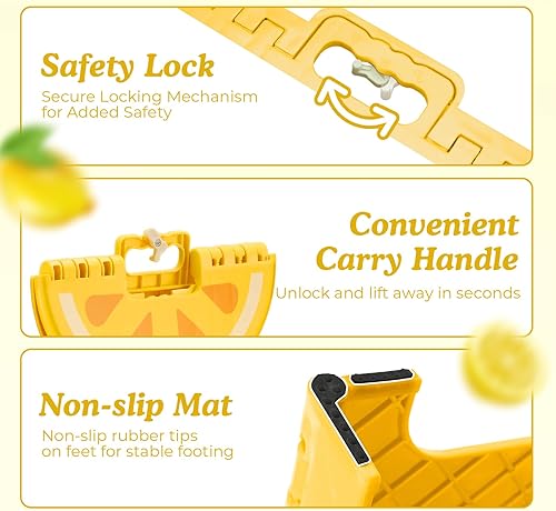 Miniatura 3 de ACSTEP Taburete plegable de 9 pulgadas, robusto taburete plegable hasta 265 libras para niños pequeños y adultos, taburetes antideslizantes con asa