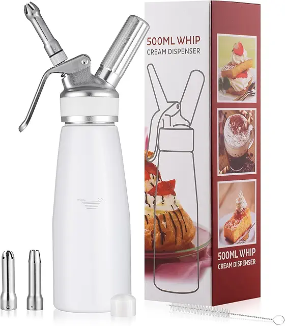 Professioneller Sahnespender 0,5L mit 3 Dekospitzen - Sahnesprüher mit Patrone