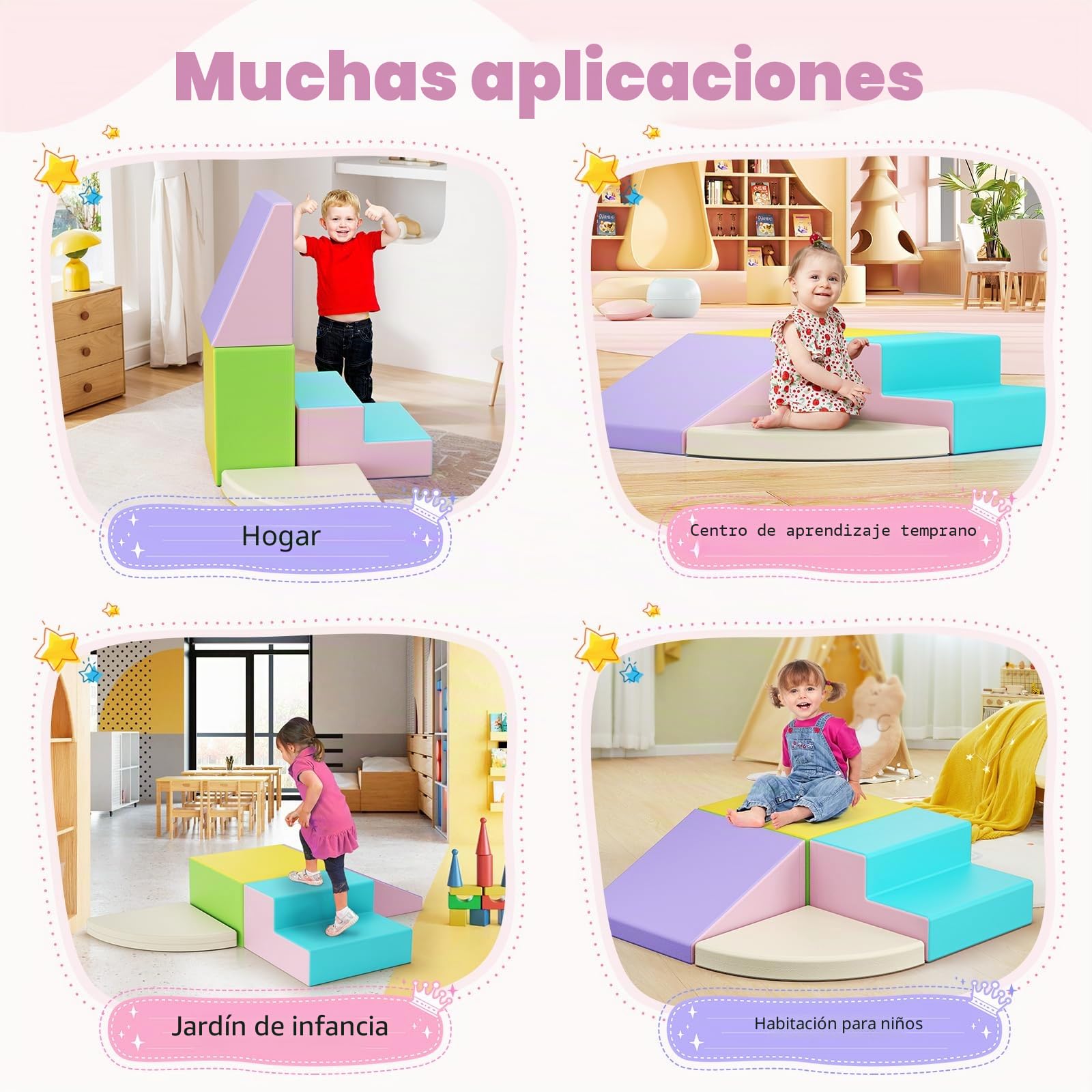 Bloques de espuma para niños, 4 unidades de bloques de construcción blandos para escalar, bloques de construcción gigantes, habilidades motoras (JM-1541)