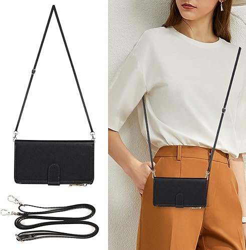 Miniatura 3 de Jaorty Funda cruzada para iPhone 14 con tarjetero para mujer, iPhone 14 con correa para hombre, cierre magnético de piel sintética con soporte de