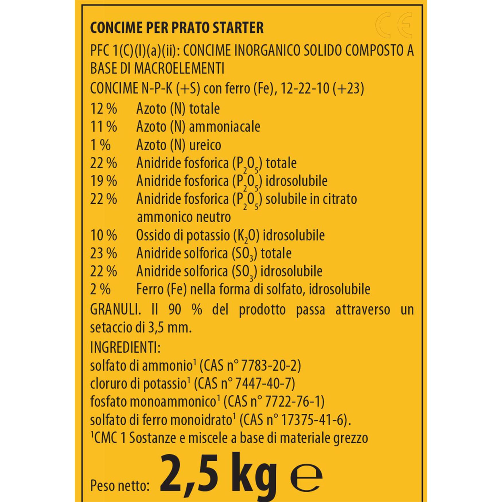 COMPO Concime per Prato Starter, Per la Semina e la Rigenerazione di Tappeti Erbosi, Per Radici Più Forti, 2,5 kg