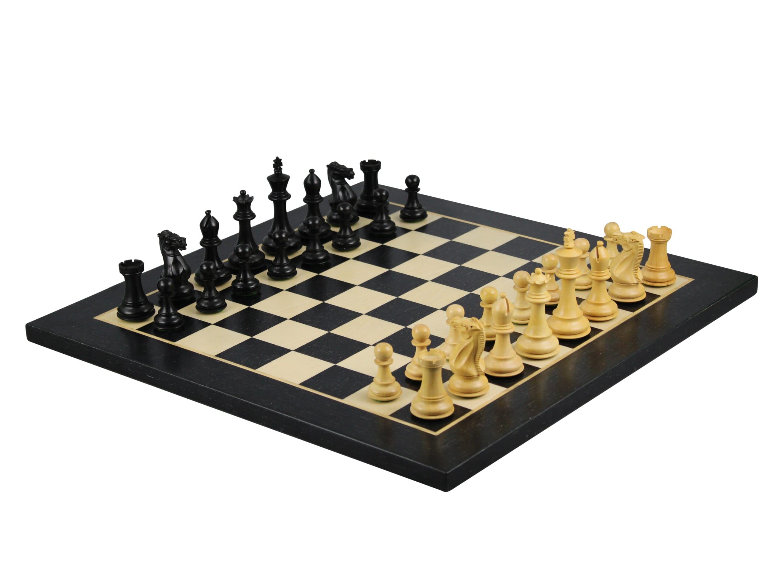 Helena - Set di scacchi a tavola piatta, in legno di ebano, 20 pollici, serie Morphy Ebanizzata, serie Staunton, pezzi da 3,75 pollici