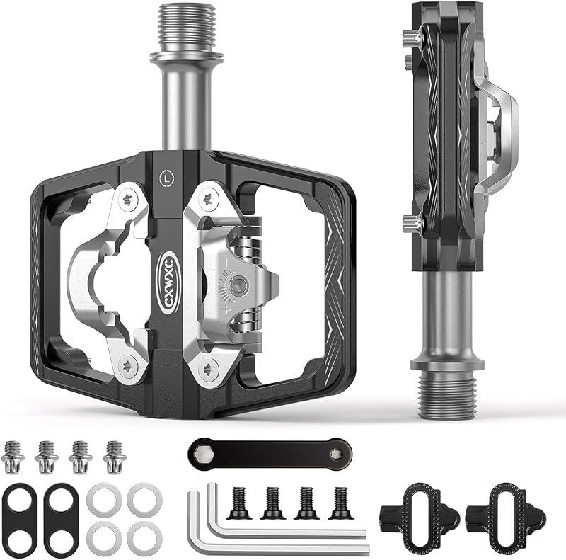 Pedale de bicicletă cu două fețe, compatibile cu plăcuțele Shimano SPD, ax de 9/16 inch, pentru MTB, cursiere și trekking