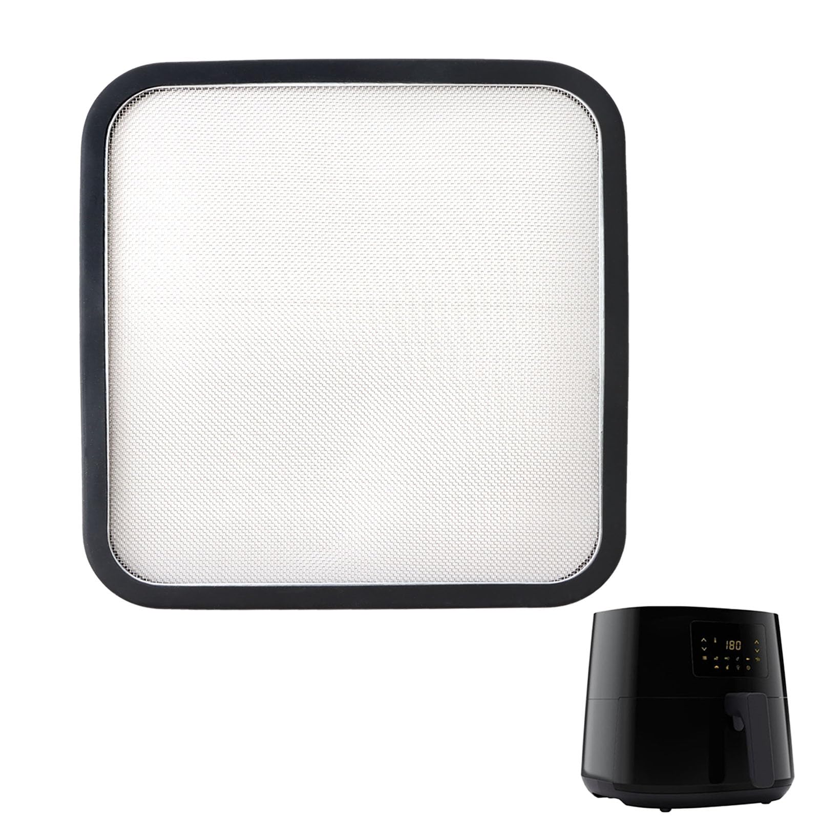 Freidora de aire caliente de acero inoxidable, accesorio para freidora de aire caliente Cosori 5,5 L 6,2 L, Philips HD9270 HD9285, protección contra salpicaduras de silicona magnética, accesorio