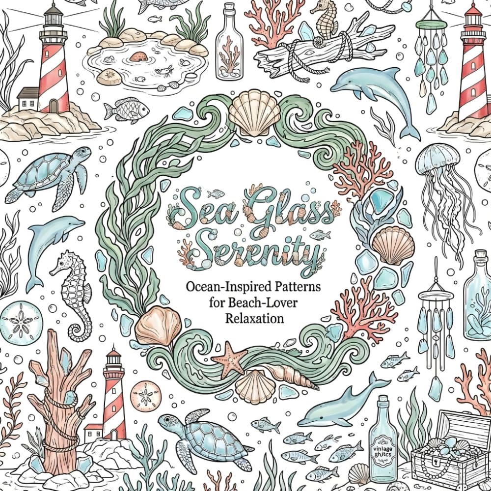Sea Glass Serenity: Ocean-Inspired Patterns for Beach-Lover Relaxation (Cozy coloring books)