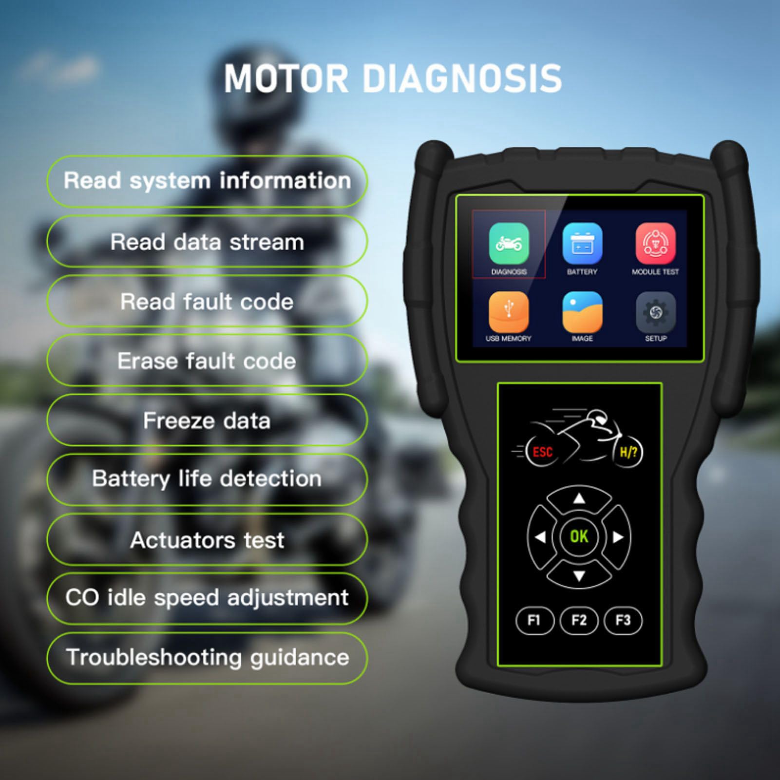 Herramienta de Diagnóstico de Motocicleta, para Escáner de Motocicleta M100 Pro Lector de Código de Falla OBD Multifunción de Alto Rendimiento