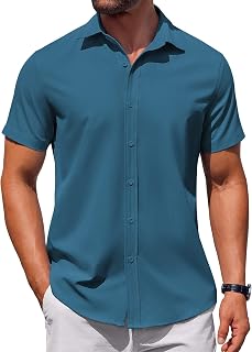 Men's Button Down Shirt Short Sleeve Casual Shirt for Men Summer Business Casual Dress Shirt