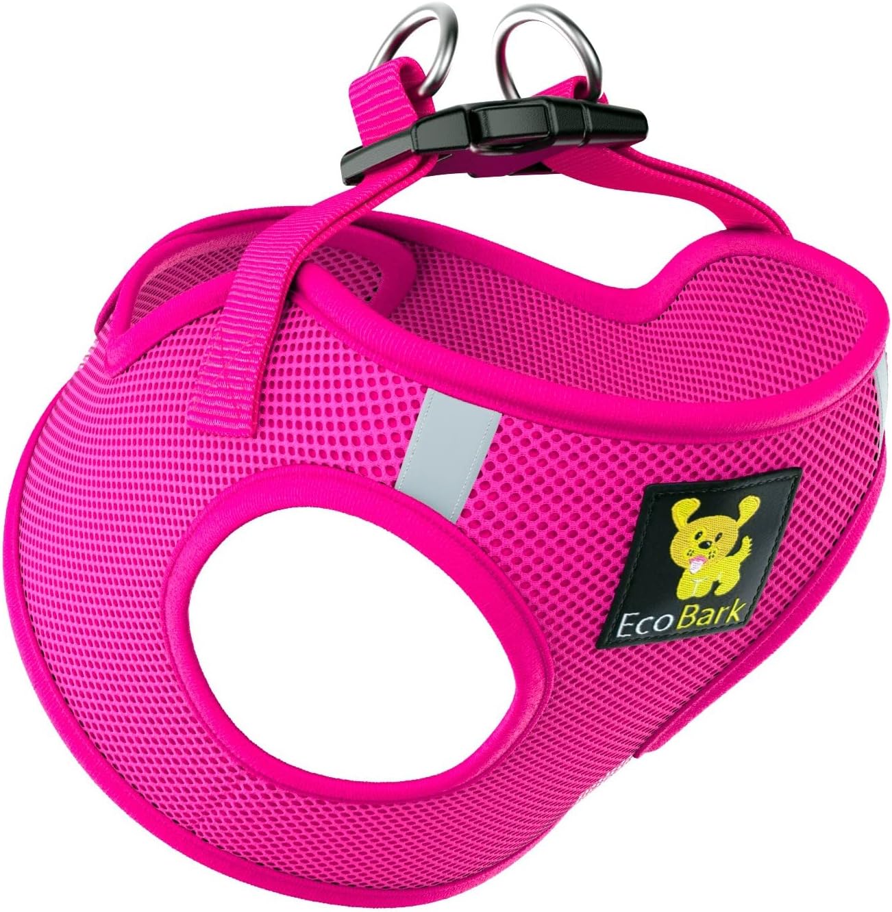 EcoBark Pink XXXS Dog Harness, Soft Mesh No Pull Mini Body Halter for Toy Breeds up to 10in, Escape Proof, Recycled Straps, Adjustable, Teacup Dog Harness Vest Under 5lbs