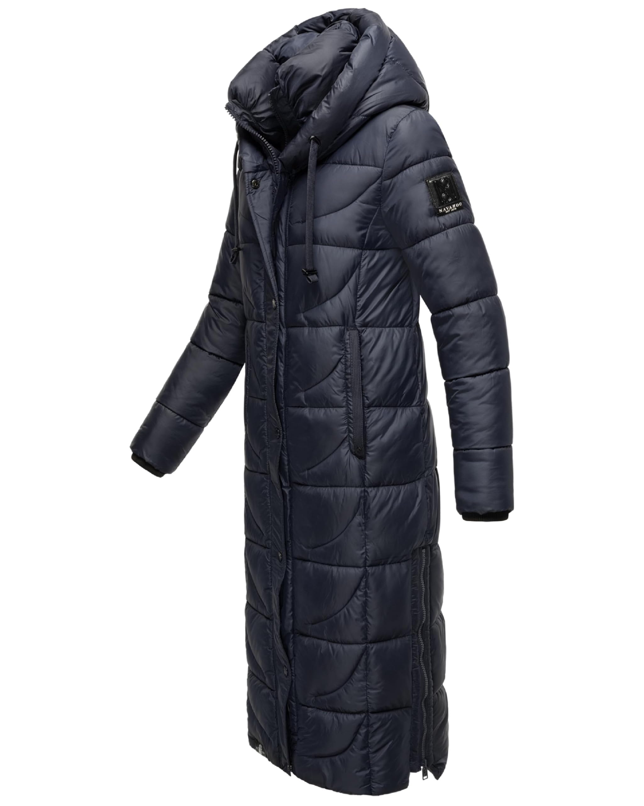 Navahoo Damski płaszcz zimowy, ciepły, pikowany, bardzo długi, z kapturem, waflowy XS-XXL