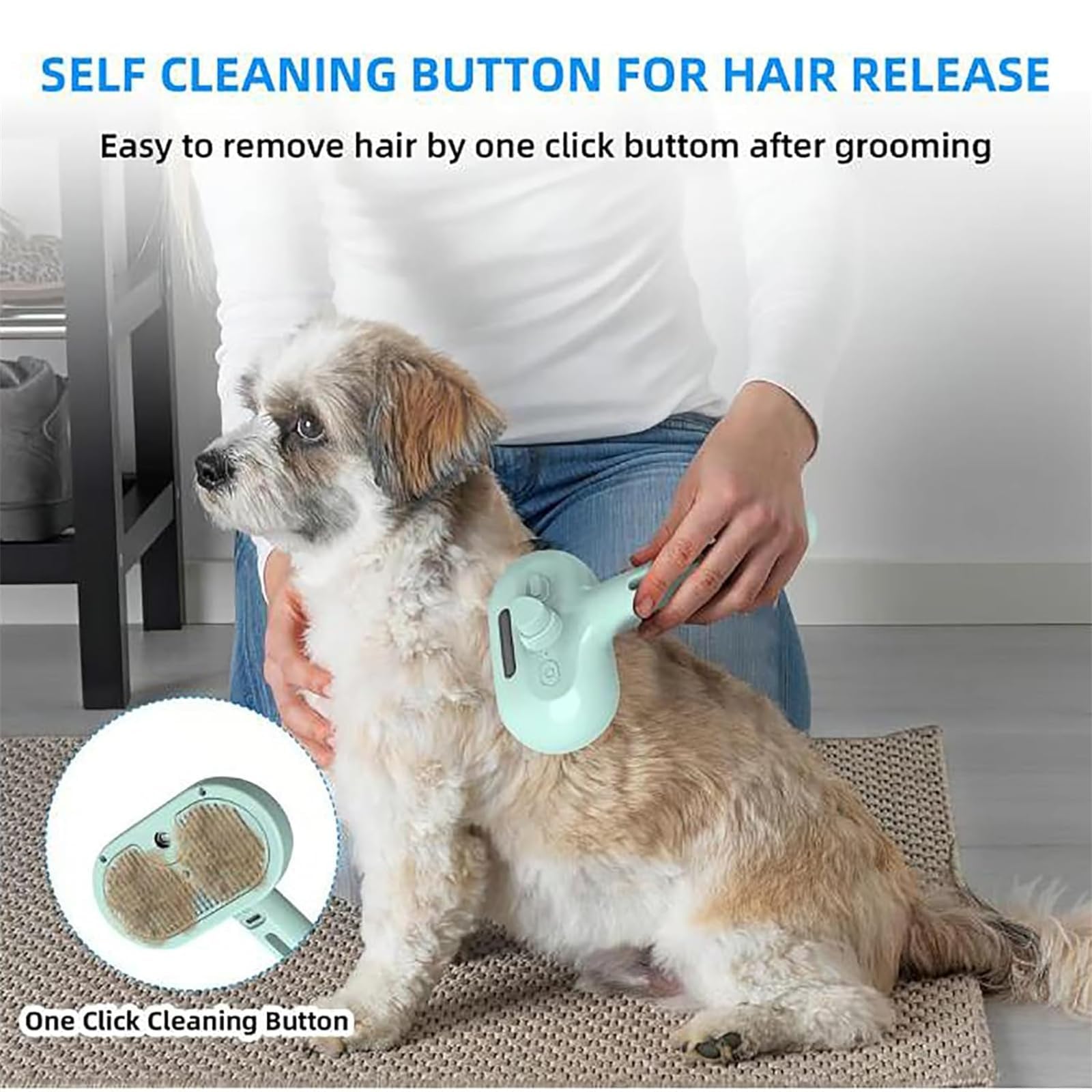 Kivori - Cepillo de aseo para mascotas, peine de depilación en aerosol para mascotas, cepillo de vapor para mascotas, cepillo de aseo para perros, gatos, cepillo de aseo para mascotas con rociador y