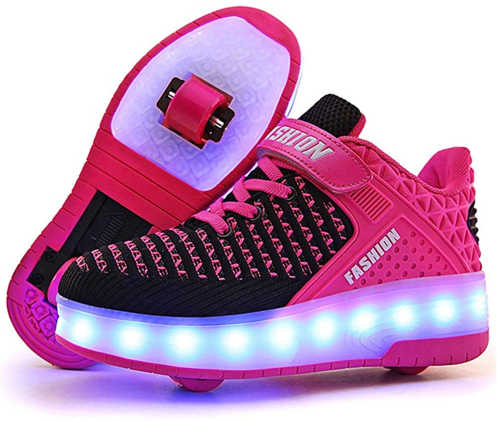 Ragazzi Ragazze LED Pattini A Rotelle Scarpe Con Ruote Scarpe Da Ginnastica Luminose A LED Scarpe Da Skateboard Tecniche A Doppia Ruota Ginnastica Per Bambini Scarpe Da Ginnastica Luminose,Pink-31