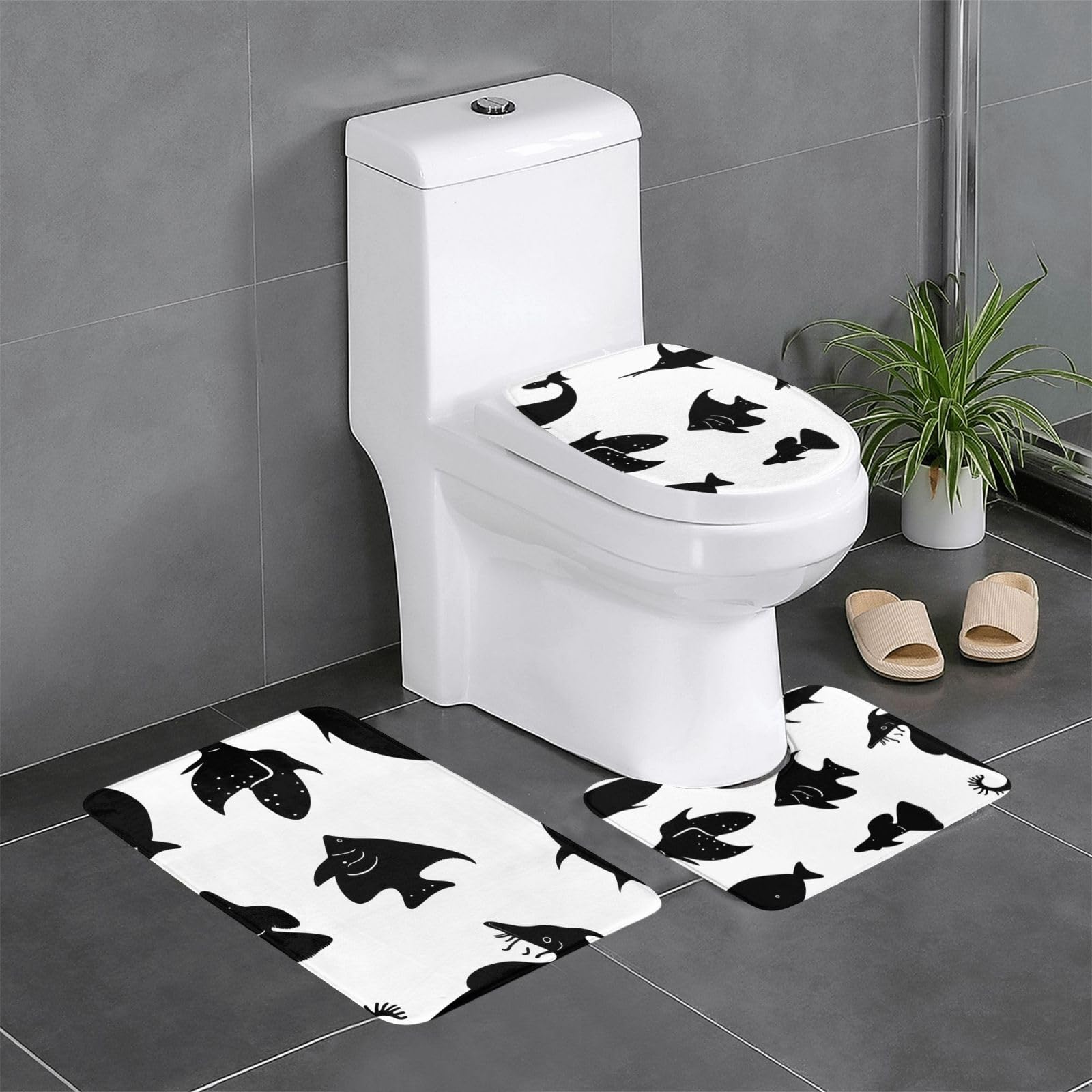 Tapis de salle de bain antidérapant yefan contre les sols glissants, lot de 3 pièces doux