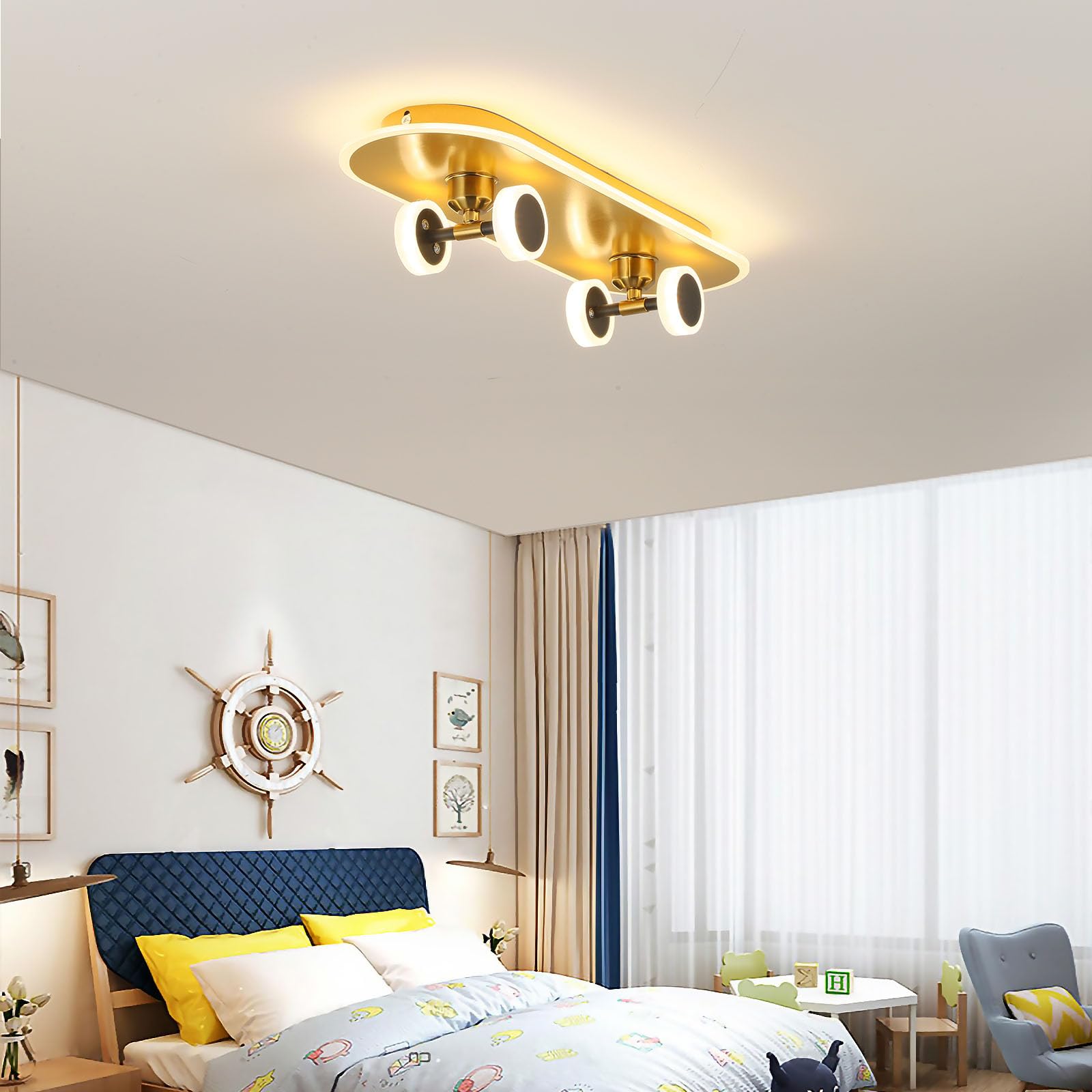 SYZXSP LED Kids Ceiling Light Fixture with Remote Dimmable 32W