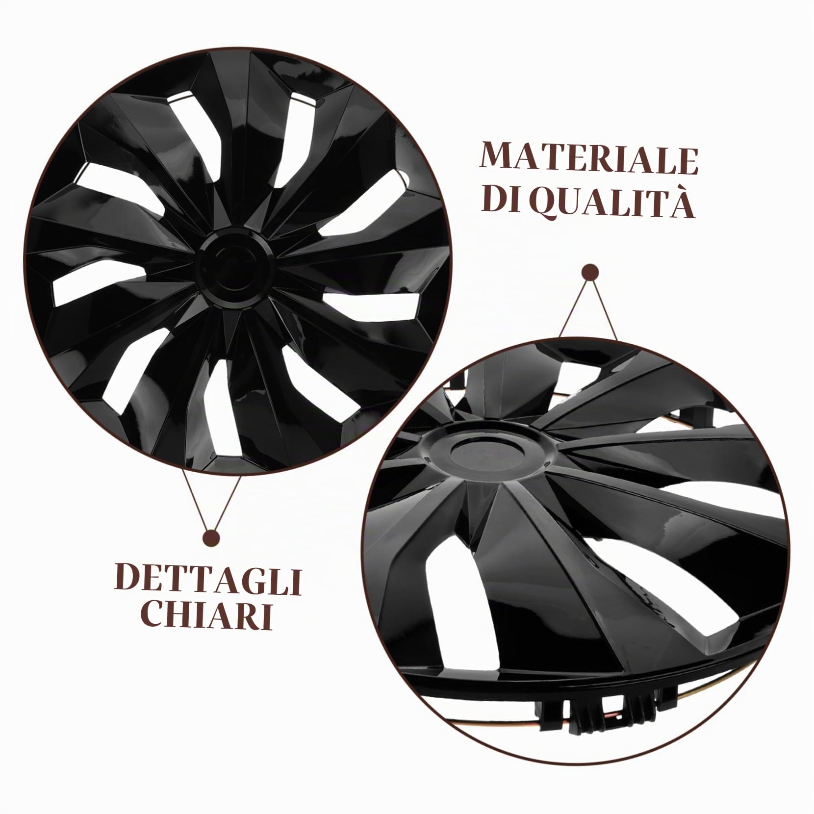 Copricerchi Centrali Ruota 15 Pollici Pp Nero, 1 Pezzo | Fit, Stile Cover Centrale Casuale, Accessorio Esterno per Auto Stile Casuale