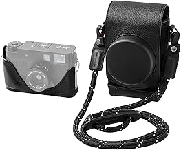 SMALLRIG Leather Case for FUJIFILM X Half, Retro Full-Cover Carrying Bag with Half Leather Case, Built-in Card Pocket, Portable and Protector with Woven Shoulder Strap(Black) -5219