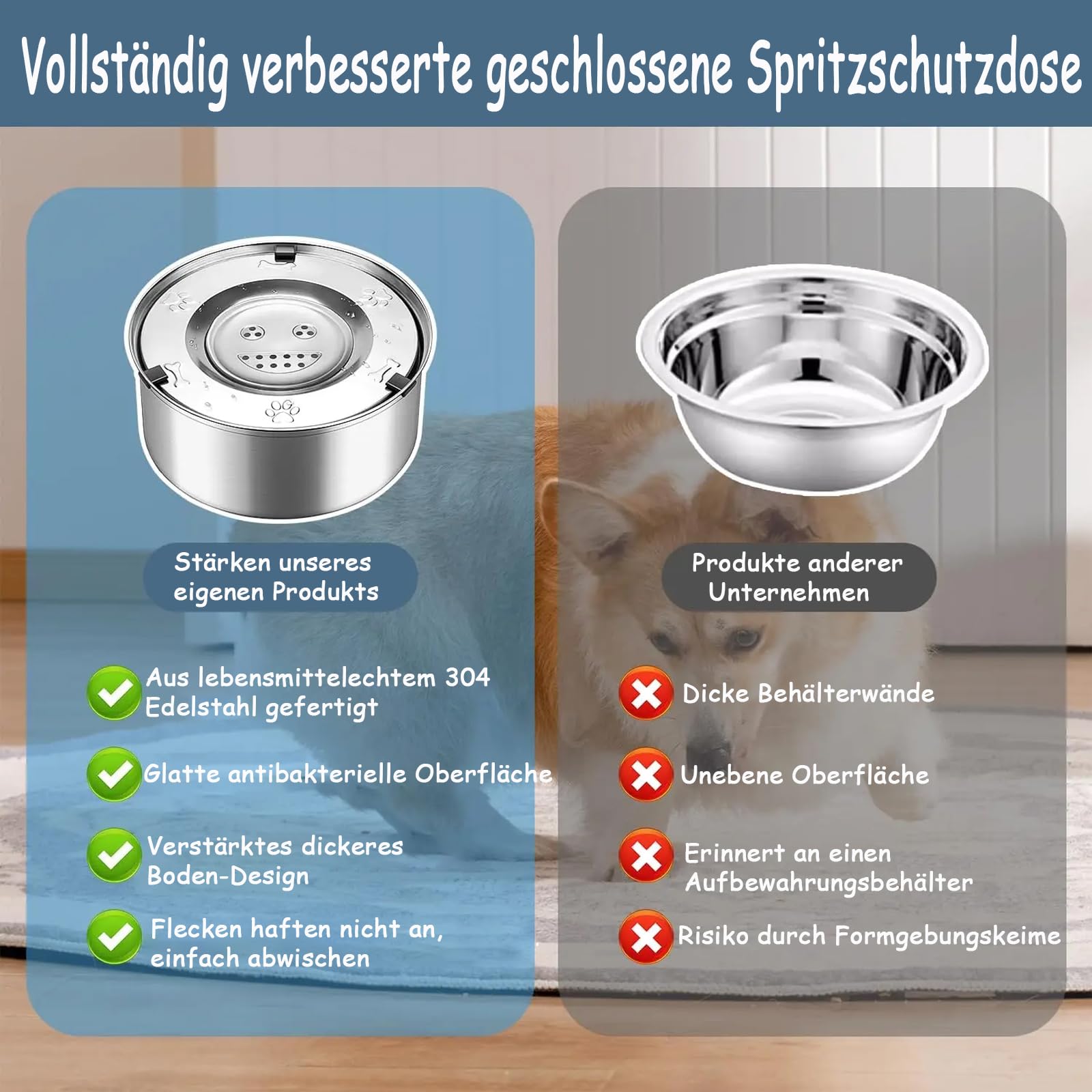 Abreuvoir Anti-Lèchage pour Chiens 3L en Acier Inoxydable sans Bavures | Abreuvoir Lent pour Chiens Moyens et Baveux | Abreuvoirs de Voyage pour Chiens