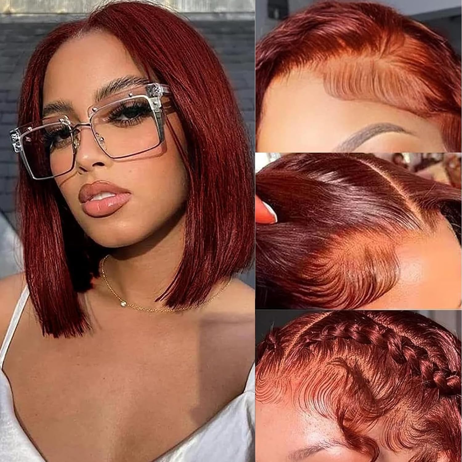 Irish Copper Rust Baby hair Pre-Pluck Bob lace Wig lace front bob human wig - 10 main image 4