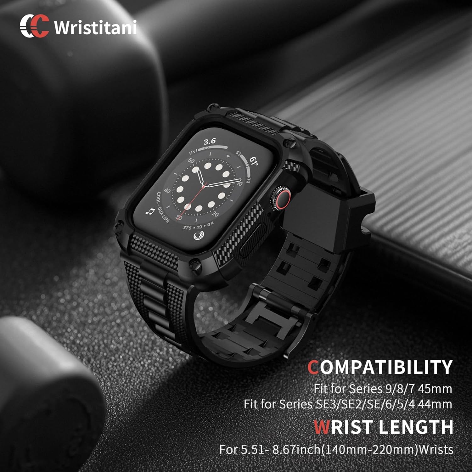 Wristitani Compatible with Apple Watch Band with Shockproof Rugged Case 40mm 41mm 42mm 44mm 45mm 46mm 49mm for iWatch Ultra 3/2/1 SE 3/2/1 Series 11/10/9/8/7/6/SE/5/4, Durable TPU Sport Strap - Image 5