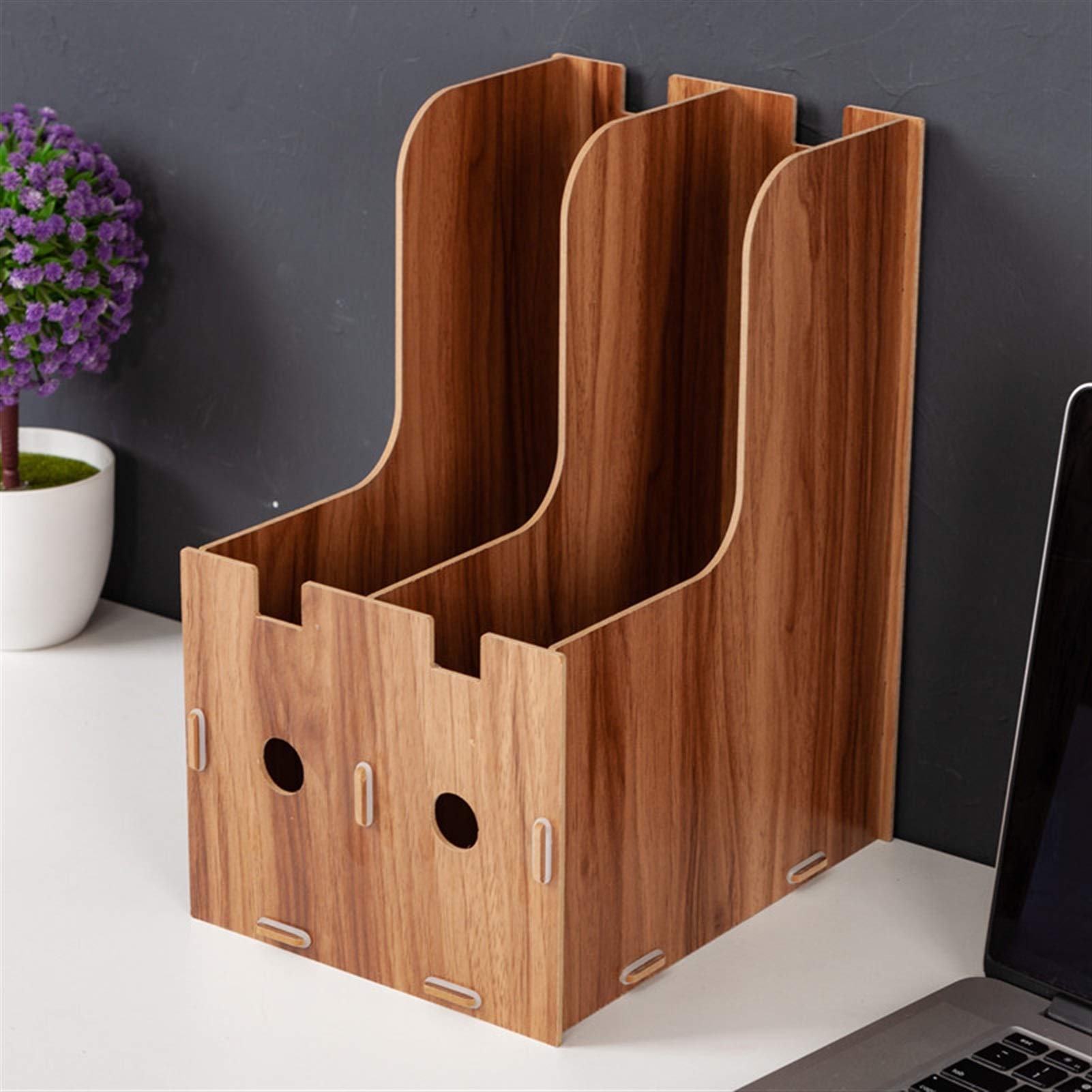 Portadocumenti da Scrivania 2-Grid Staccabile Scrivania in legno Organizzatore Carta Verticale Portafiltro Supporto per rivista Stand □ Per posta, buste, bancomat, riviste o cartelle di file Vaschetta