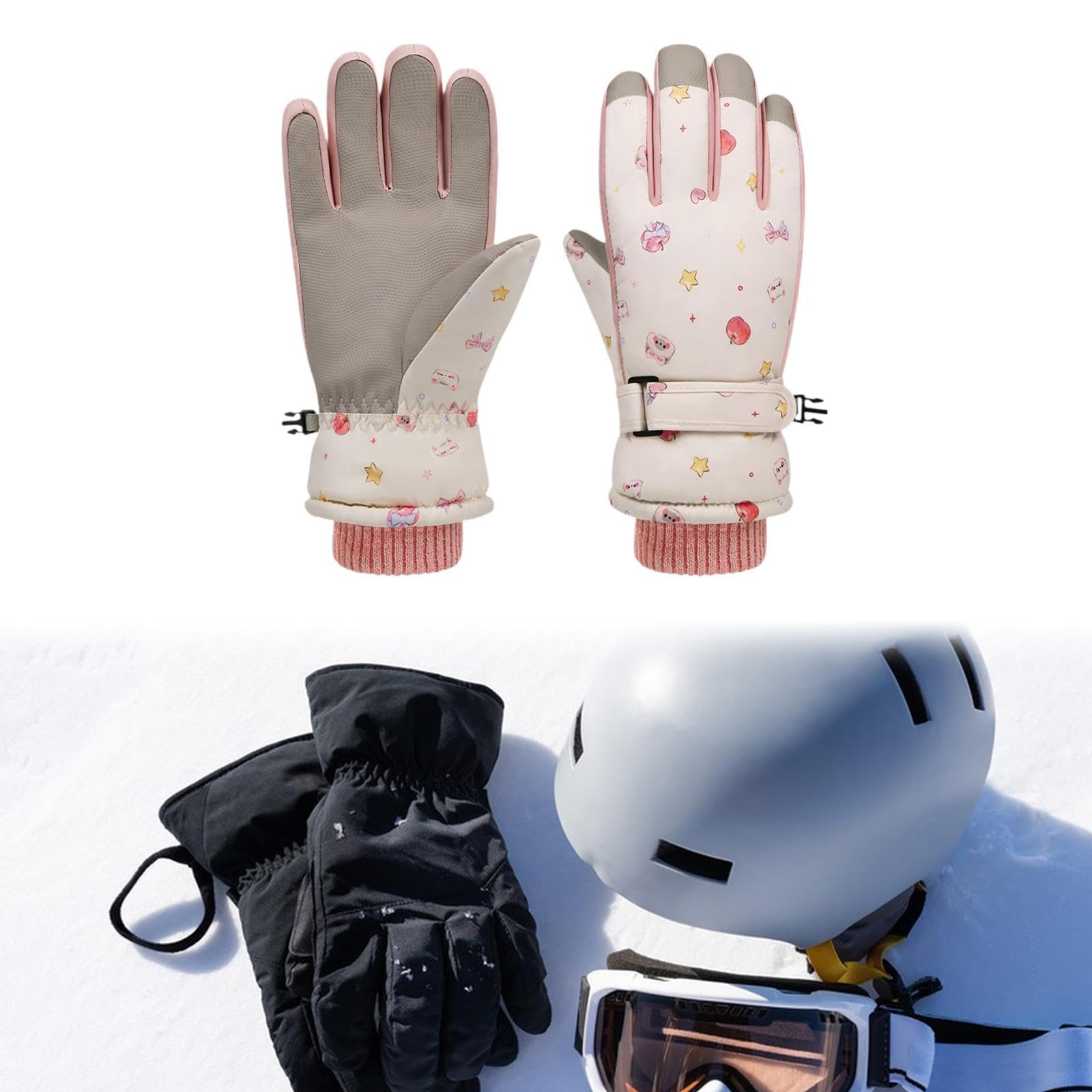 jojomis Women Ski Gloves Touch Screen Waterproof Warm for Snowboard Running Cold Weather