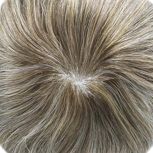 Miniatura 4 de Toupee - Pieza de cabello para hombres, sistema de reemplazo de cabello humano real, sistema de cabello tipo tupé para hombres, fino mono, gris,