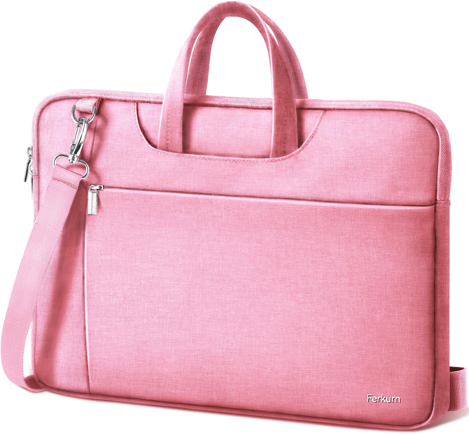 Ferkurn Laptop Bag Case for Women Men, Laptop Sleeve Computer Bag Briefcase with Shoulder Compatible with Macbook Pro/Air, HP Chromebook, XPS, ASUS, Acer, Samsung, Pink, 14 Inch