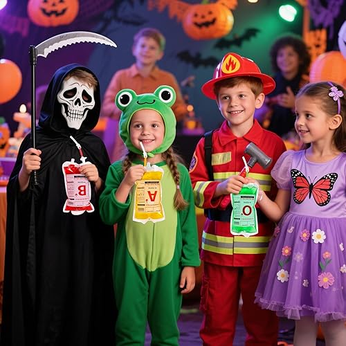 Miniatura 6 de MGparty Paquete de 12 bolsas de sangre de Halloween para bebidas, contenedor reutilizable, bolsas de bebidas para jugo para Halloween, decoración de