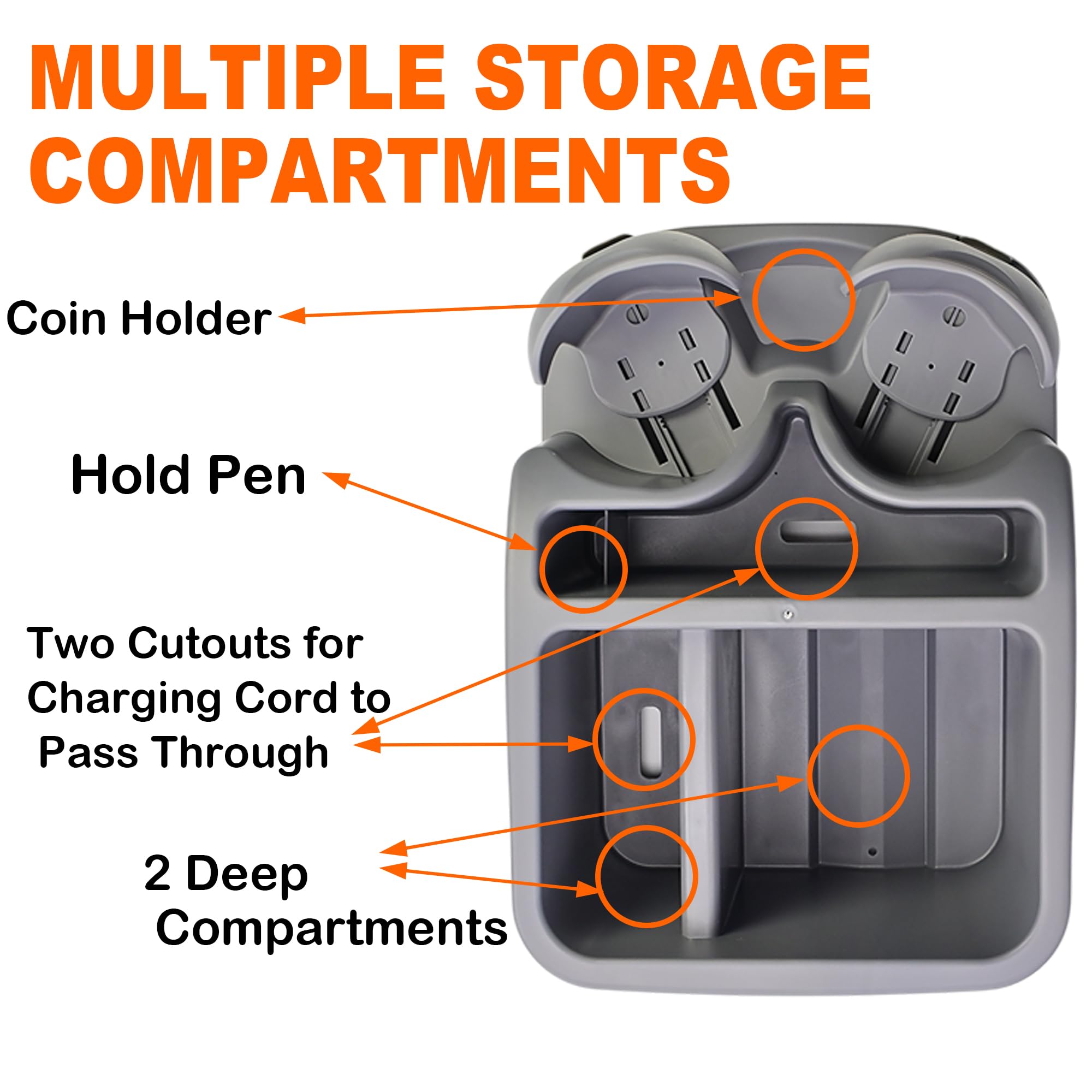 Consola Central para automóviles, Organizador de Consola Central de automóvil, Soporte para Tazas de Consola para Camiones, monovolúmenes, SUV, Organizador de vehículos (Gris)