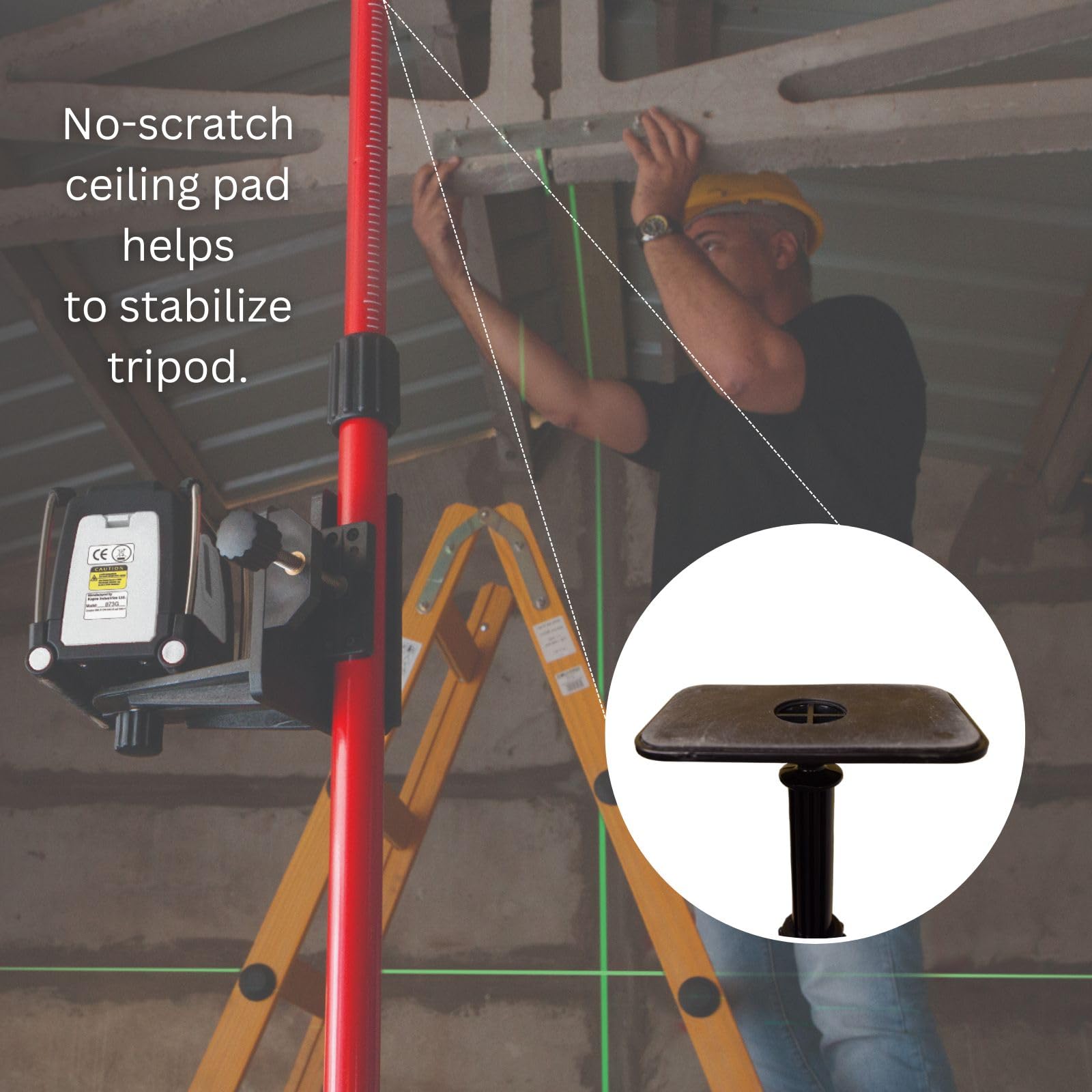 Kapro - Trípode Profesional 886-58 - Para Niveles Láser - Con Poste Telescópico, Patas Extensibles, Clips de Bloqueo - Rosca UNC de 10,5 pies (3,2 m)