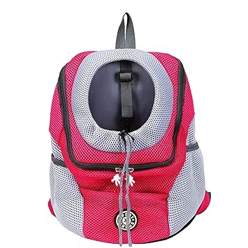Belity Pet Backpack Portable Travel Bag Front Chest Bag Berathable Mesh Drawstring Design Outdoor Pet Dog Carrying Bag