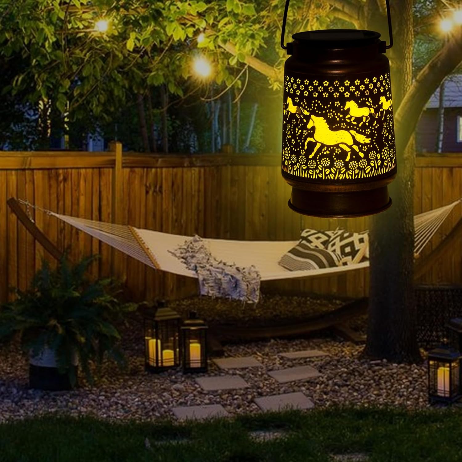 Horse Lover Solar Light Gift for Mom/Grandma/Women/Sister - Waterproof LED Mason Jar Hanging Lamp for Mother's Day - Outdoor Lantern Decor for Garden, Yard, Patio