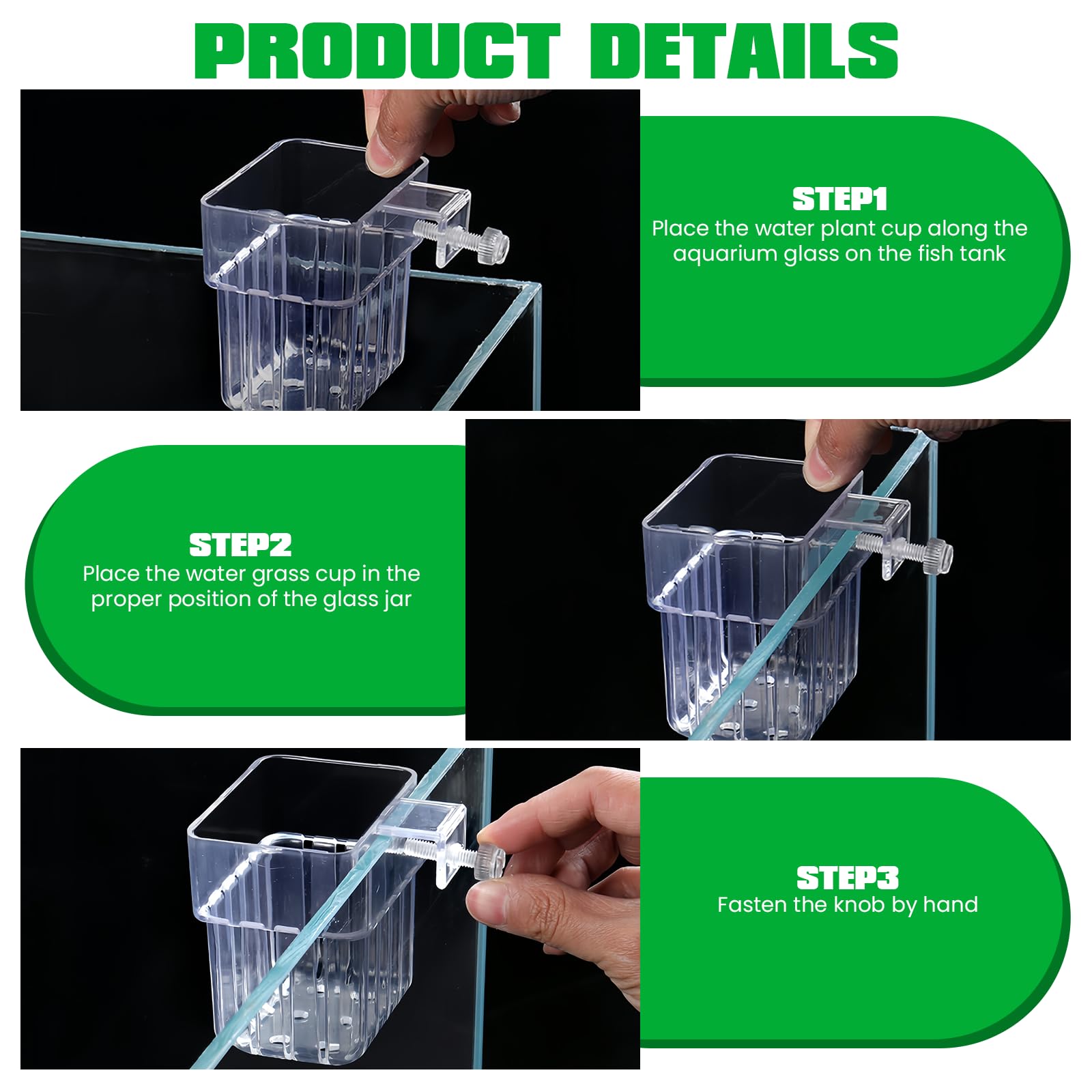 GOMETY Lot de 6 supports de plantes d'aquarium transparents pour aquarium, paniers à plantes suspendus, avec trous, support pour plantes aquatiques, décoration d'aquarium