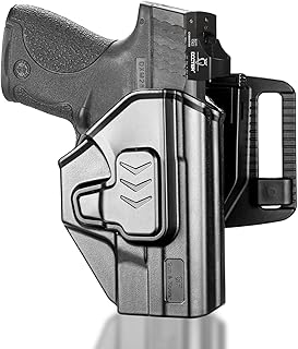 M&P Shield 9MM Holster, Level II Retention OWB Holster for 3.1" Barrel M&P 9mm .40 Shield (M2.0), M&P 40 Shield, Belt Loop Attachment, Outside Waistband Carry, Index Finger Release - GUN & FLOWER