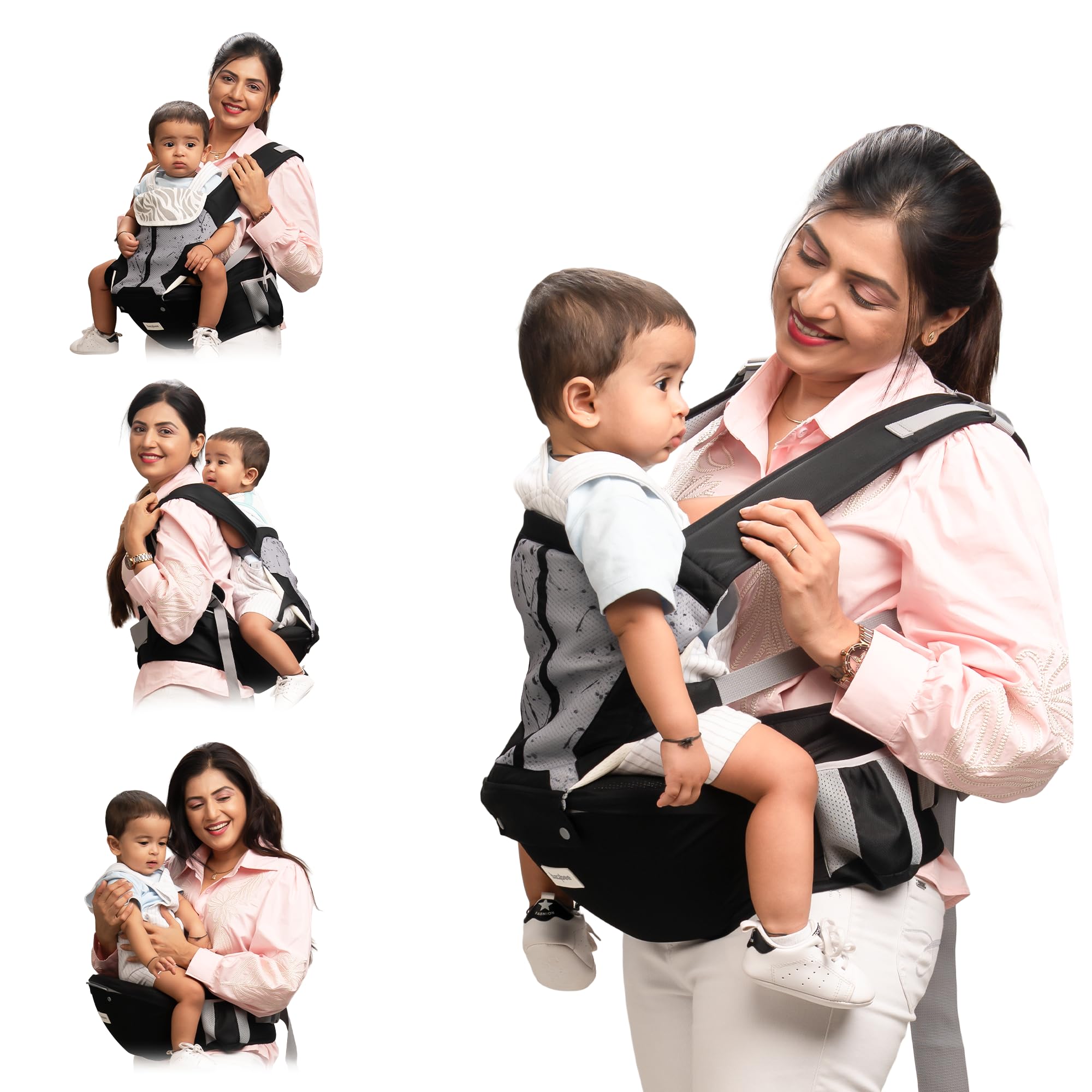 BAYBEE Neonest Hip Seat Baby Carrier for 0 to 3 Year Baby | Baby Carrier for New Born with 6 Carry Position | Adjustable Hands Free Baby Carry Bag with Lumbar Support & Wide Seat Cushion | Babies Kangaroo Bag with Multi Storage Packet & Breathable Mesh Fabric-image-4