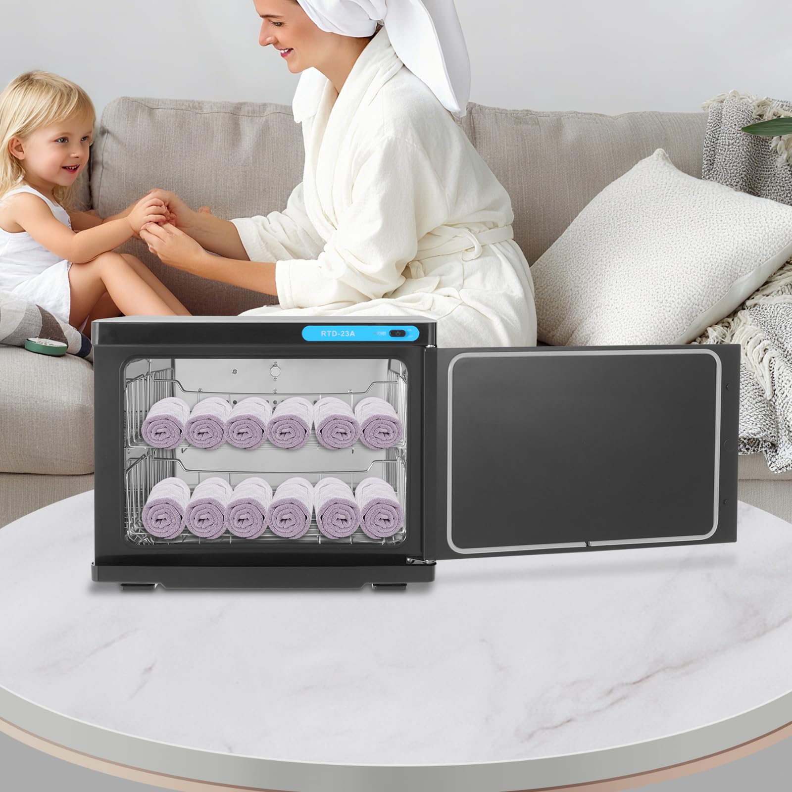 Handtuchwärmer 23L, Kompressen Towel Handtuch Wärmer, Handtücher Wärmer Gerät für Spa, Schönheitssalon Massagesalon, Schwarz